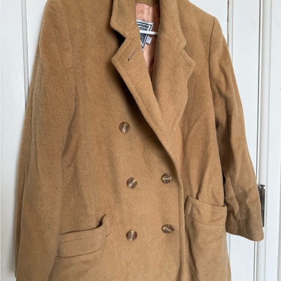 Vintage Wool Camel Double Breasted Coat L - Picture 2 of 8
